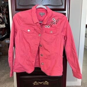 Laura Petites Coral Jean Jacket with Embroidery
